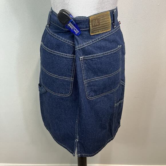 Ralph Lauren Polo Jeans Co. Skirt size 8 Denim Jean Carpenter Pockets A Line - Picture 5 of 9